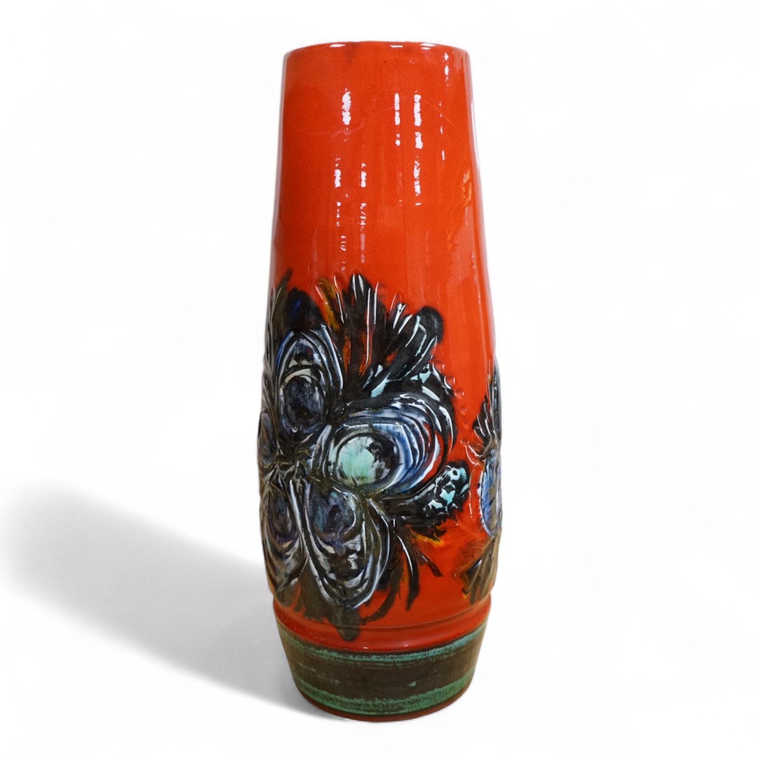 A 1960's large red Poole pottery Delphis vase, mark to base, 40cm high. Condition - good